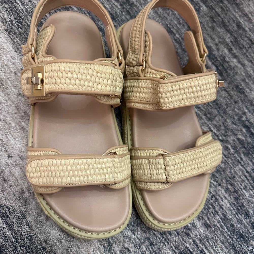 NEW! Beige Woven Platform Sandals - Picture 7 of 7